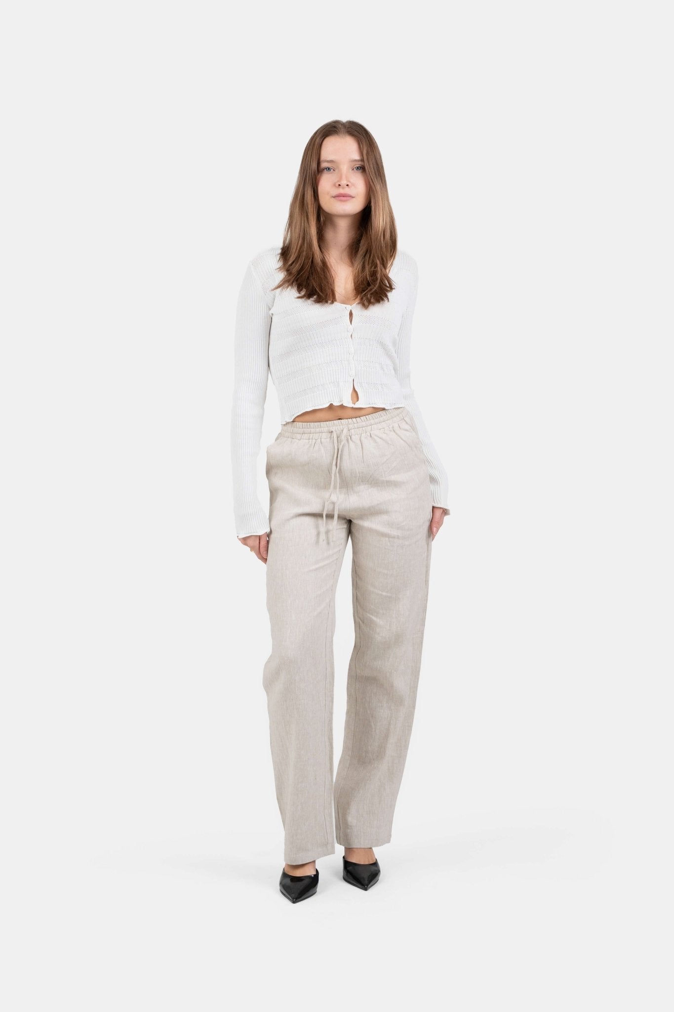 Hørbukser Højtaljede Beige | Skagen-clothing.dk